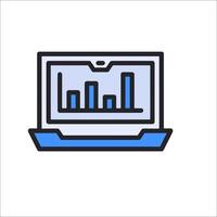 A laptop with a bar chart on it vector