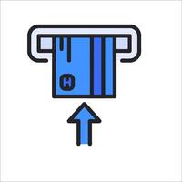 A blue and white icon of a printer with a paper roll vector
