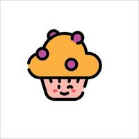 A cartoon cupcake with a smiley face vector