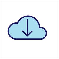 Cloud icon with arrow pointing down vector