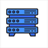 A server rack with three blue and black servers vector