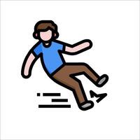 A man falling down on the ground with his foot on the ground vector