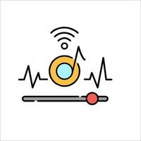 A wireless signal icon with a red dot vector