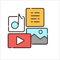 A colorful icon with a music note and a vector