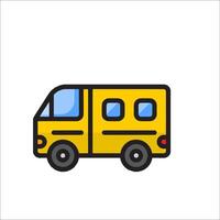 A yellow school bus icon on a white background vector
