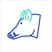 A pig head with a green line on it vector
