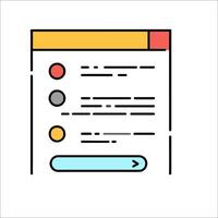 A line drawing of a web page with a check box vector