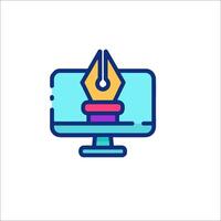 A computer monitor with a pen on it vector