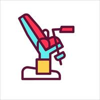 A red and blue machine with a handle on it vector