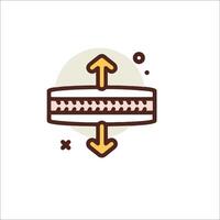 A flat icon of a zipper with arrows pointing in different directions vector