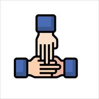 A group of hands holding each other in a circle vector