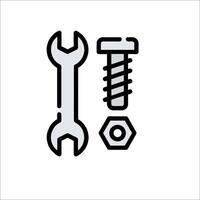 A wrench and nut icon on a white background vector