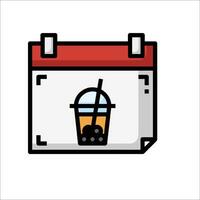 A calendar with a drink and straw in it vector