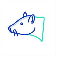 A rat head with a blue outline vector