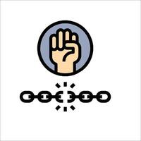 A hand holding a chain and a fist vector