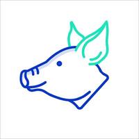 A pig head with a blue line drawing vector