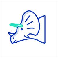 A blue and green triceratops head with a horn vector