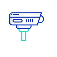 A blue and green icon of a camera vector