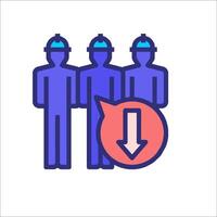A group of people with blue hats and red arrows vector