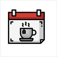 A calendar with a cup of coffee and a tea bag vector