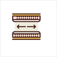 A sandwich with two slices of bread and an arrow pointing to the left vector