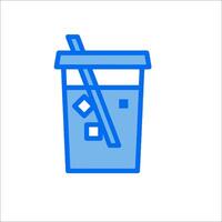 A blue drink with a straw in it vector