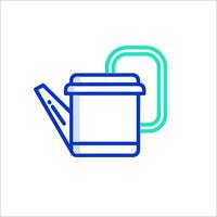 A watering can icon with a green handle vector