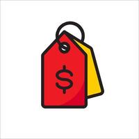 A red tag with a dollar sign on it vector