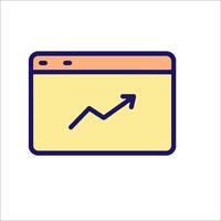 A computer screen with an arrow going up vector