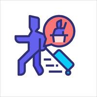 A man carrying a suitcase and a bag with a sign that says carrying luggage vector