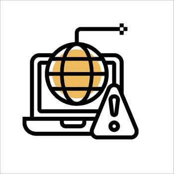 A globe and a computer with a warning sign vector