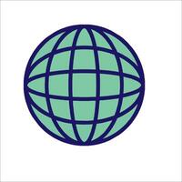 A globe with a blue and green outline vector