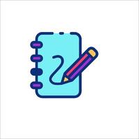 A notebook with a pencil and a note on it vector