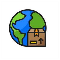 A box with an arrow pointing to the earth vector