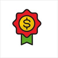 A dollar sign icon on a red ribbon vector