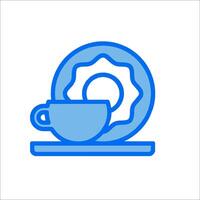 A blue icon of a cup and saucer vector