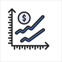 A graph with a dollar sign and a bar chart vector