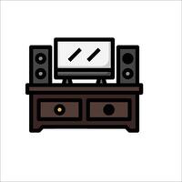 A computer monitor and speakers on a desk vector