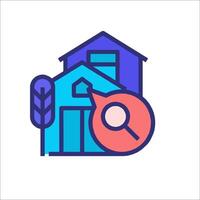A house with a magnifying glass and a magnifying lens vector