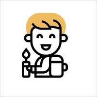 A boy with a backpack holding a lighter vector