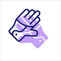 A glove icon with a hand and a glove vector