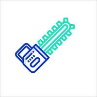 A blue and green line icon of a chainsaw vector