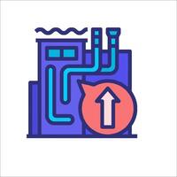 A factory with an arrow pointing up and a sign that says 'up' vector