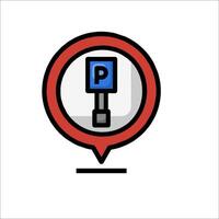 A parking sign with a red circle and a black arrow vector