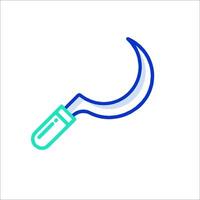 A blue and green knife with a handle vector