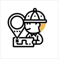 A man in a hat holding a map and a pen vector