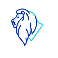 A lion head with a green outline vector