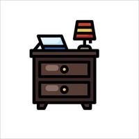 Bedside table with lamp and lampshade icon illustration vector