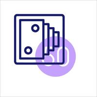 A purple and blue icon of a box with a dollar sign vector