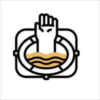 A hand reaching out of a life preserver vector